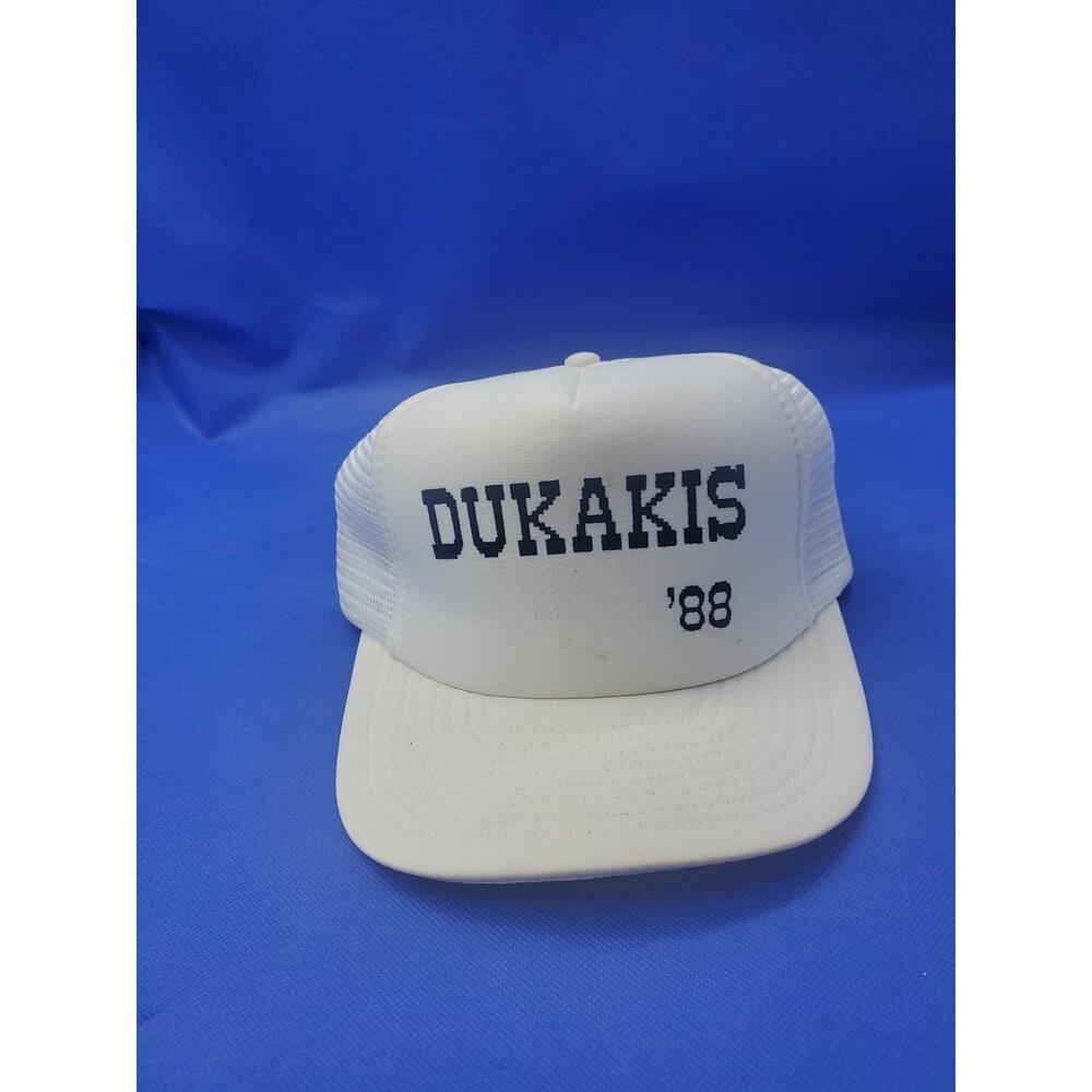 Vtg 1988 Dukakis 88 Democrat Cloth Snap Back Trucker Hat Presidential Election
